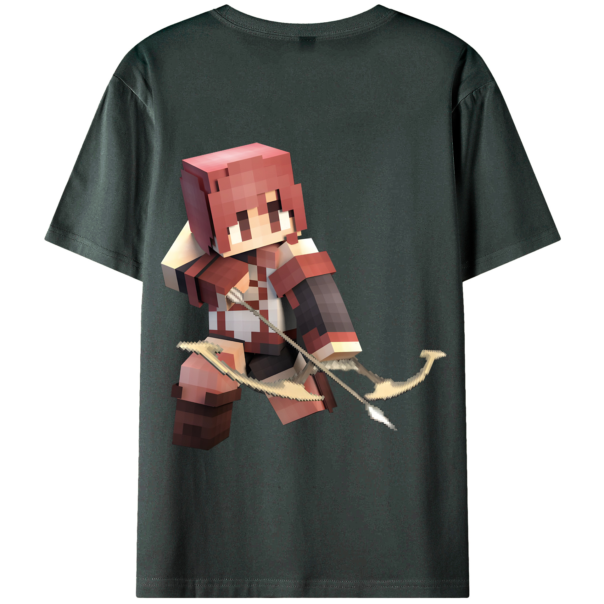 （画像用） マインクラフト ブロックの世界 Minecraft MC Block world 綿100％ メンズ半袖Tシャツ（バックプリント） 通気性